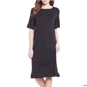 Eileen Fisher Organic Cotton Over the Knee Dress Dark Grey Size L